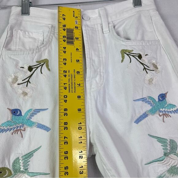 7 For All Mankind Jeans Womens 24 Easy White Straight Ankle floral Embroidery - Picture 7 of 16